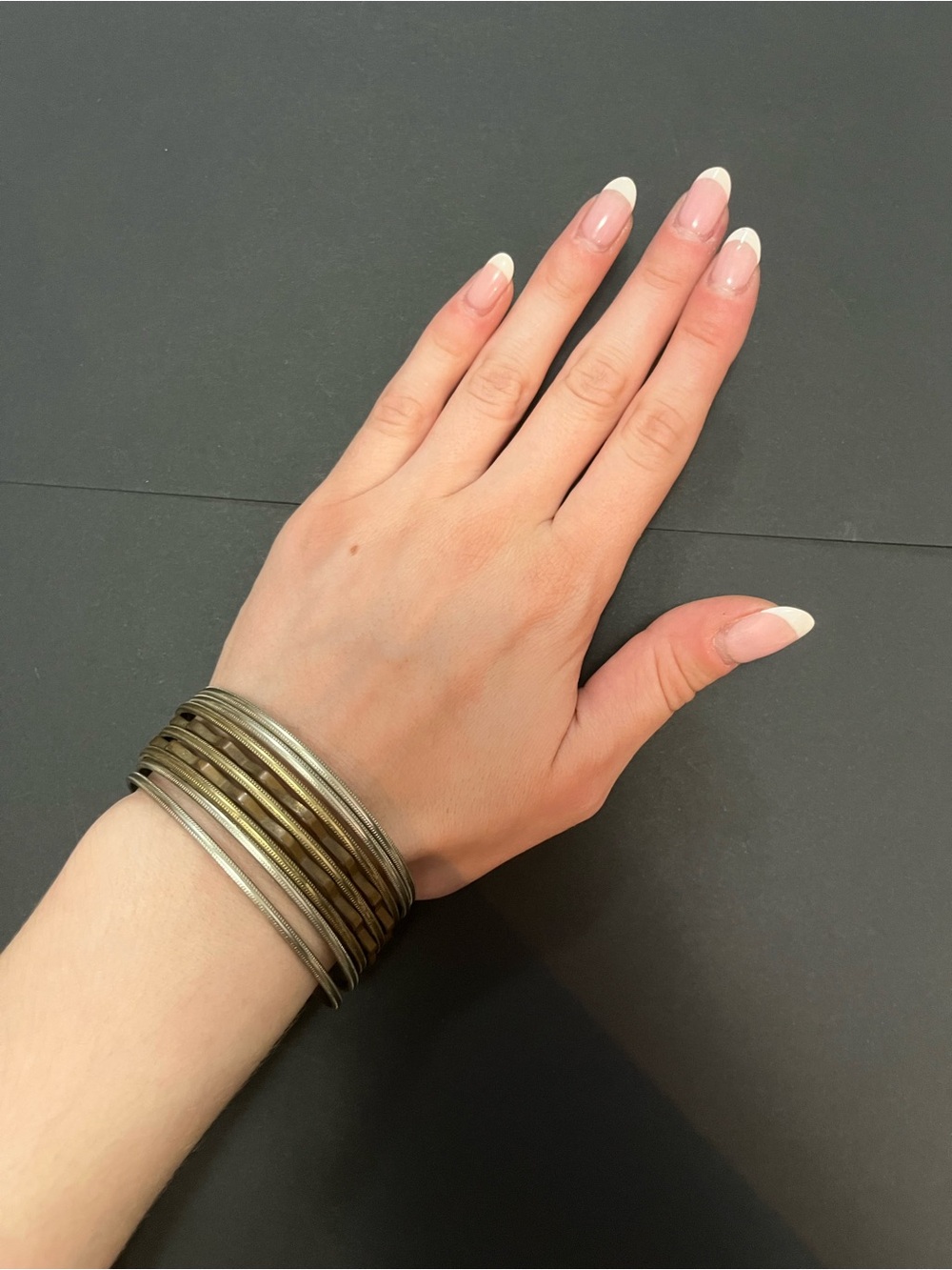 Stacked Metallic Bangle Bracelet Set - Vintage-Inspired Gold and Silver Tones